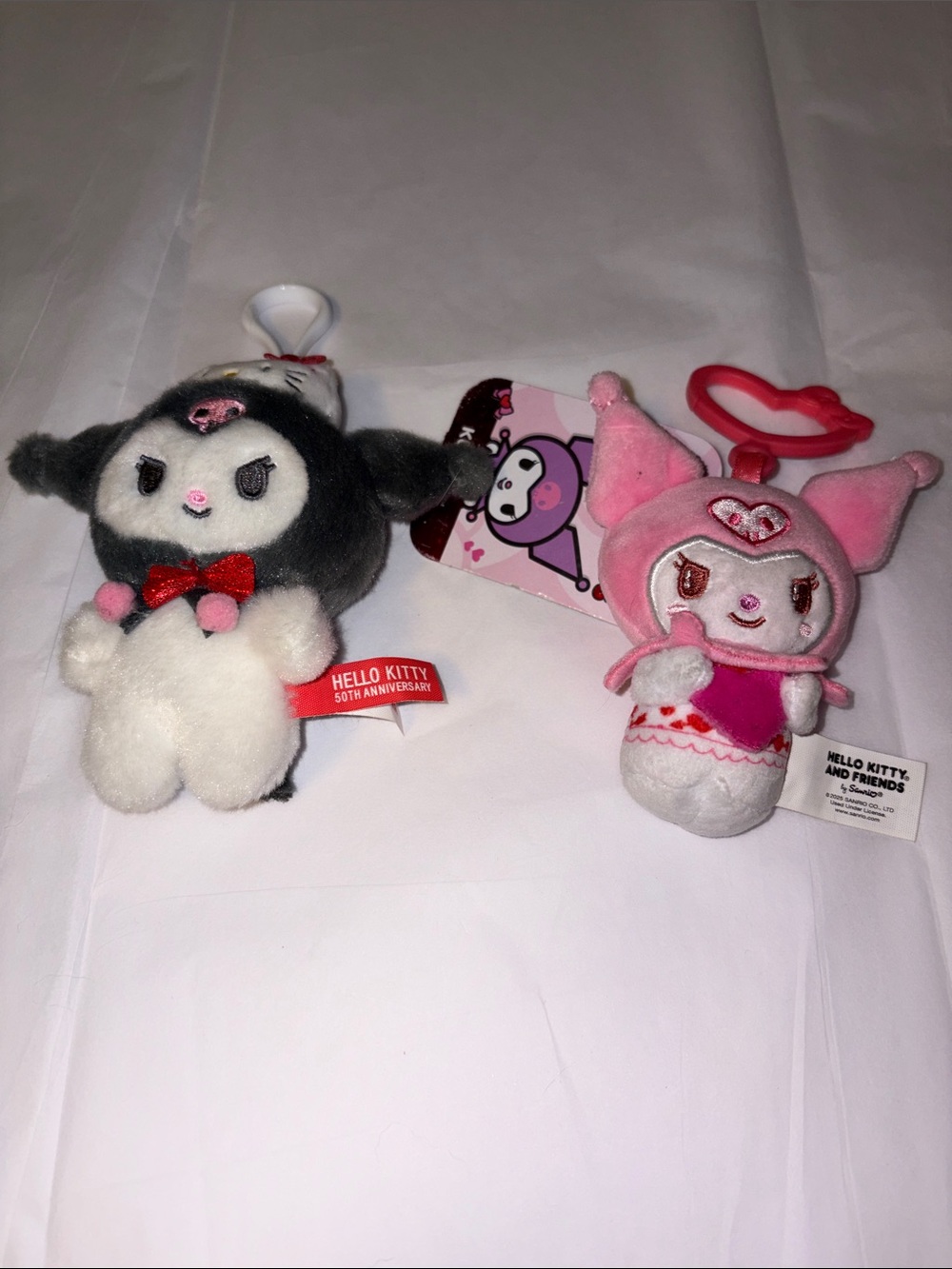 Sanrio Kuromi Plush Keychain Duo - Black, White & Pink